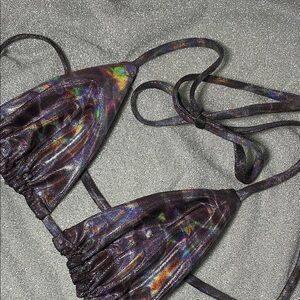 Purple Holographic Bikini Top Rave Swim Triangle